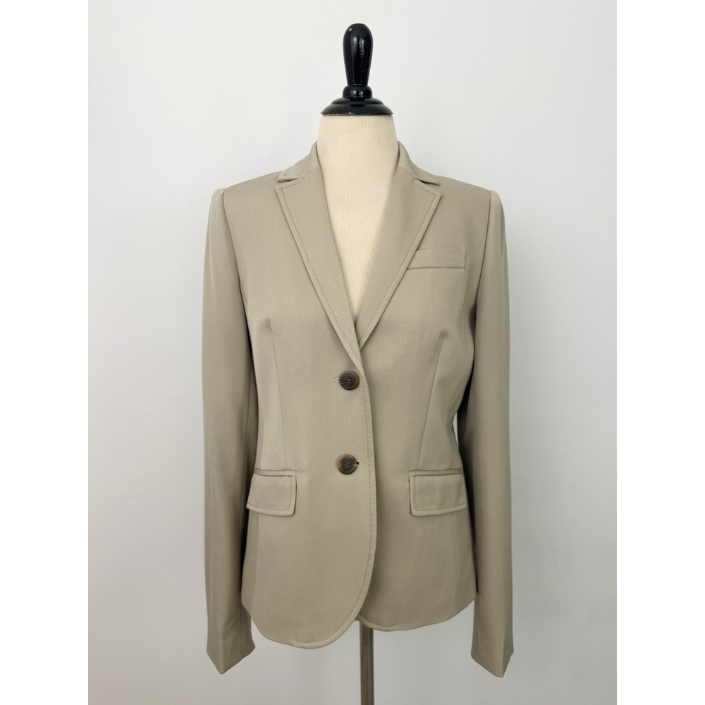 J CREW Womens NEW Tan Khaki Blazer JACKET 8 Tall 100% Wool Quiet Luxury 2 Button